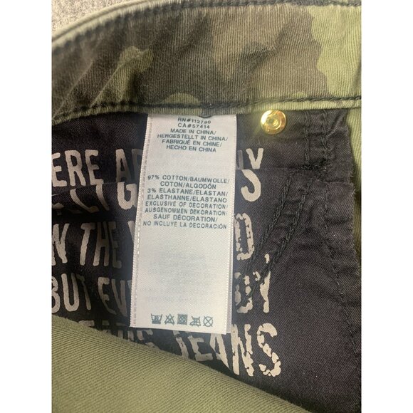 True Religión Jennie Curvy Skinny Womens Camo Jeans Size 33 Green - Picture 7 of 9